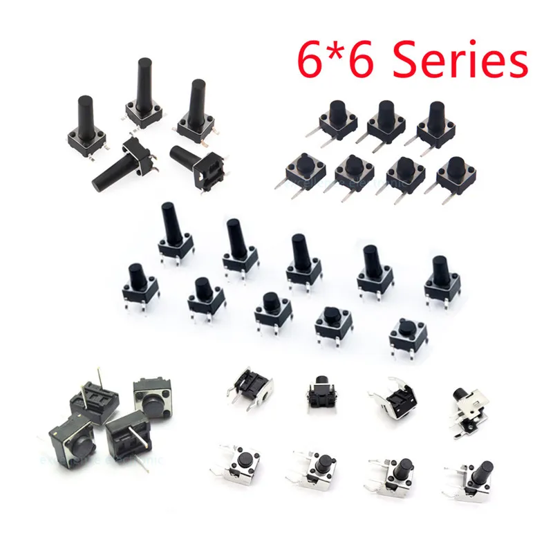 20PCS 6X6 Series Tact Switch 6*6*4.3/5/6/7/8/9/10mm Pins 2/4 Feet Horizontal Bracket Push Button Switch DIP PCB Micro/key Switch
20PCS 6X6 Series Tact Switch 6*6*4.3/5/6/7/8/9/10mm Pins 2/4 Feet Horizontal Bracket Push Button Switch DIP PCB Micro/key Switch
