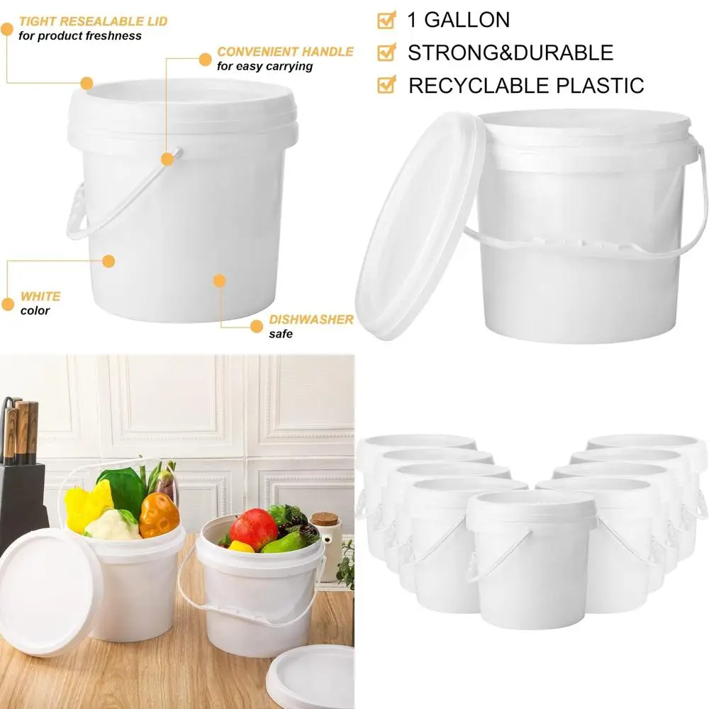 1 Gallon White Plastic Buckets with Handle and Lid for Storage, Art, and Organization
1 Gallon White Plastic Buckets with Handle and Lid for Storage, Art, and Organization