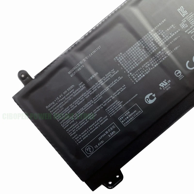 Аккумулятор для ноутбука C41N1727 0B200- 02900000 Для ROG Zephyrus GM501 GM501G GM501GM GM501GS GU501 GU501GM серии 15,4 В/55 Втч/3605 мАч
Аккумулятор для ноутбука C41N1727 0B200- 02900000 Для ROG Zephyrus GM501 GM501G GM501GM GM501GS GU501 GU501GM серии 15,4 В/55 Втч/3605 мАч