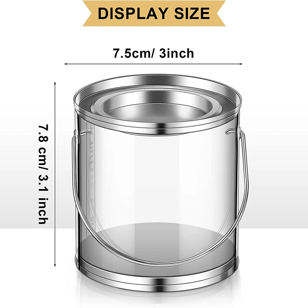 A32P_12Pack Mini Clear Plastic Paint Cans Small Empty Paint Cans for Crafts Candy DIY Projects Party Favor Decor,3 x 3 Inches
A32P_12Pack Mini Clear Plastic Paint Cans Small Empty Paint Cans for Crafts Candy DIY Projects Party Favor Decor,3 x 3 Inches
