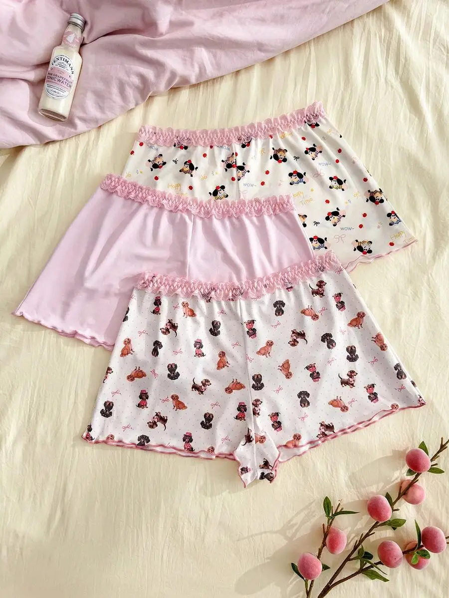 Women 3Pcs Cute Printed Panties Pink Lace Trim Soft Comfy Ladies Daily Underwear
Women 3Pcs Cute Printed Panties Pink Lace Trim Soft Comfy Ladies Daily Underwear