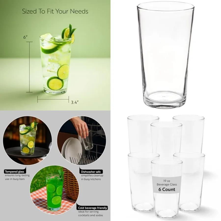 Sumi 19 Ounce Beverage Glasses Set of 6 Fine-Blown Large Drinking Glasses - Tempered Glass Water Glasses Water Juices Or Sodas
Sumi 19 Ounce Beverage Glasses Set of 6 Fine-Blown Large Drinking Glasses - Tempered Glass Water Glasses Water Juices Or Sodas