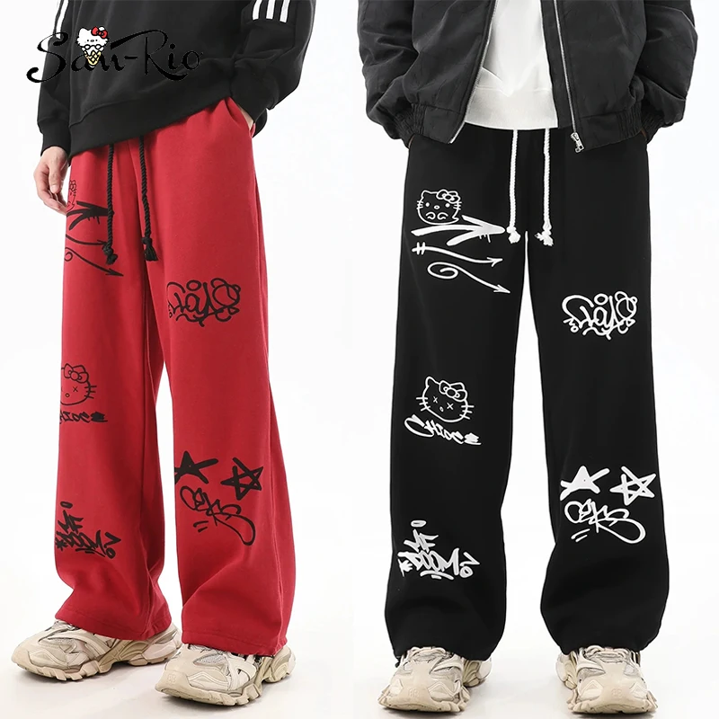 Hello Kitty Women's High Waist Wide Leg Pants Adjustable Waist Trousers Hip Hop Loose Sports Pants Red Trousers for Casual Wear
Hello Kitty Women's High Waist Wide Leg Pants Adjustable Waist Trousers Hip Hop Loose Sports Pants Red Trousers for Casual Wear