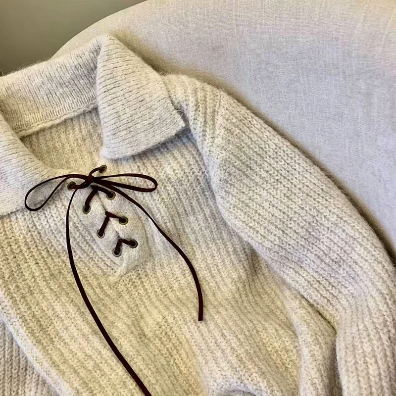 Осенний вязаный свитер на шнуровке для женщин, осенние свободные толстые теплые повседневные пуловеры, корейские женские топы с длинными рукавами
Осенний вязаный свитер на шнуровке для женщин, осенние свободные толстые теплые повседневные пуловеры, корейские женские топы с длинными рукавами