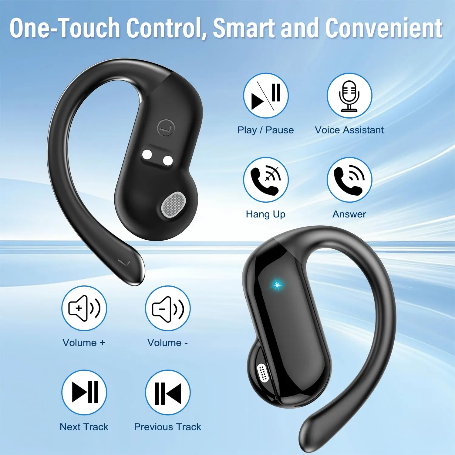 2026 Open-Ear Earbuds Bluetooth 5.4 Wireless Headphones 6.4g Ultra Light 14mm Driver ENC Mic 32H Battery IPX7 Waterproof Ear Hook Sport Running Cycling Gym iOS Android.
2026 Open-Ear Earbuds Bluetooth 5.4 Wireless Headphones 6.4g Ultra Light 14mm Driver ENC Mic 32H Battery IPX7 Waterproof Ear Hook Sport Running Cycling Gym iOS Android.