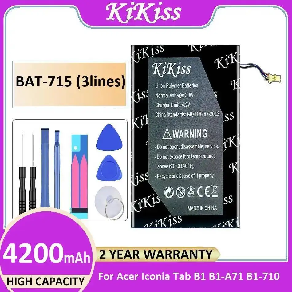 Tablet Battery 4200mAh For Acer Iconia Tab B1 B1-A71 B1-710 3lines Version Bat-715
Tablet Battery 4200mAh For Acer Iconia Tab B1 B1-A71 B1-710 3lines Version Bat-715
