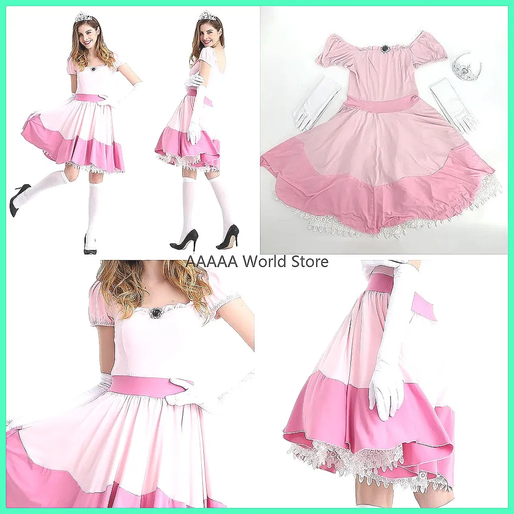 Princess Peach Cosplay Costume with Tiara, Pink Dress for Fairy Tale Theme Party
Princess Peach Cosplay Costume with Tiara, Pink Dress for Fairy Tale Theme Party