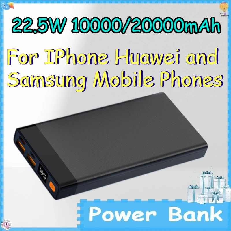 22.5W 10000/20000mAh Power Bank for IPhone Huawei and Samsung Mobile Phones Dual-way Fast Charging Power Bank
22.5W 10000/20000mAh Power Bank for IPhone Huawei and Samsung Mobile Phones Dual-way Fast Charging Power Bank