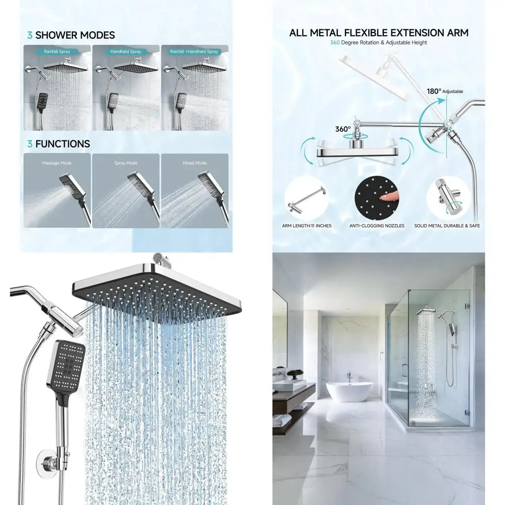 12 регулируемых насадок для душа с ручным распылителем, отделка серебристо-хромированная
12 регулируемых насадок для душа с ручным распылителем, отделка серебристо-хромированная