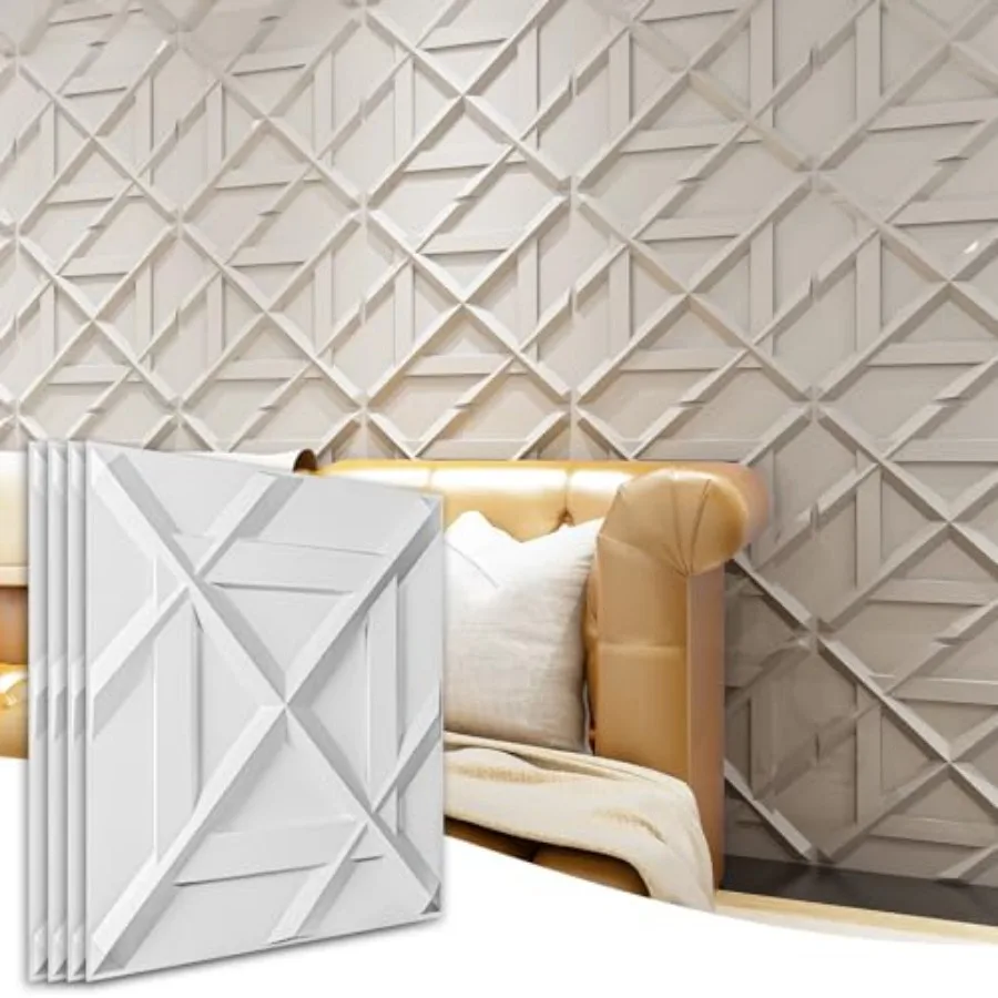 PVC 3D Wall Panel, Decorative Wall Tile in White 12-Pack 19.7"x19.7"
PVC 3D Wall Panel, Decorative Wall Tile in White 12-Pack 19.7"x19.7"