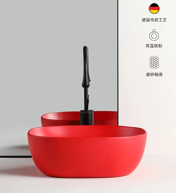 Balcony decoration bathroom, wash basin ceramic table basin wash sink hotel bathroom oval sink household red
Balcony decoration bathroom, wash basin ceramic table basin wash sink hotel bathroom oval sink household red