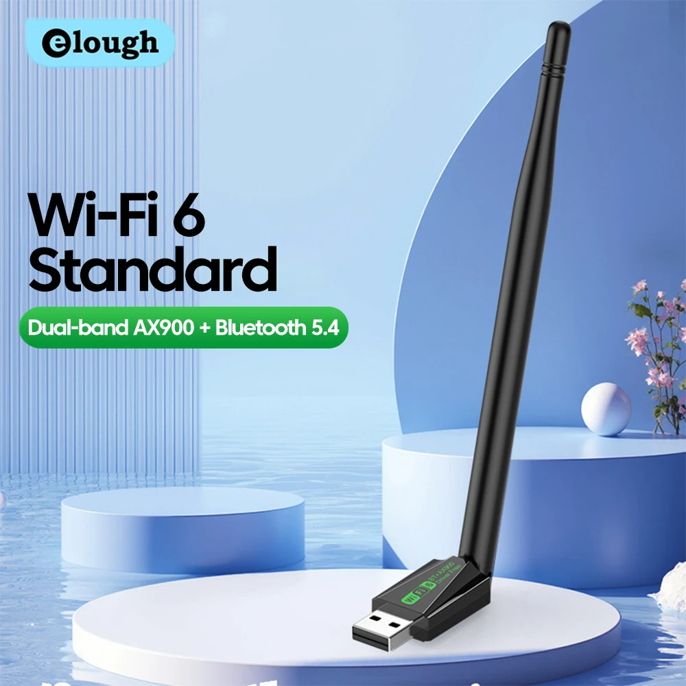 Elough WIFI 6 USB-адаптер AX900 Bluetooth 5,4 Сетевая карта Dongle 2,4G и 5 ГГц Wi-Fi Антенна Прием сигнала для ПК Бесплатный драйвер 
Elough WIFI 6 USB-адаптер AX900 Bluetooth 5,4 Сетевая карта Dongle 2,4G и 5 ГГц Wi-Fi Антенна Прием сигнала для ПК Бесплатный драйвер