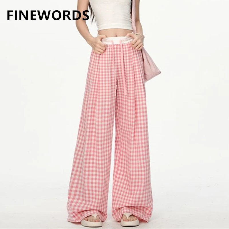 FINEWORDS Vintage Summer Wide Leg Korean Pants Women Loose High Waist Plaid Pants Easymatch Streetwear Full Length Baggy Pants
FINEWORDS Vintage Summer Wide Leg Korean Pants Women Loose High Waist Plaid Pants Easymatch Streetwear Full Length Baggy Pants