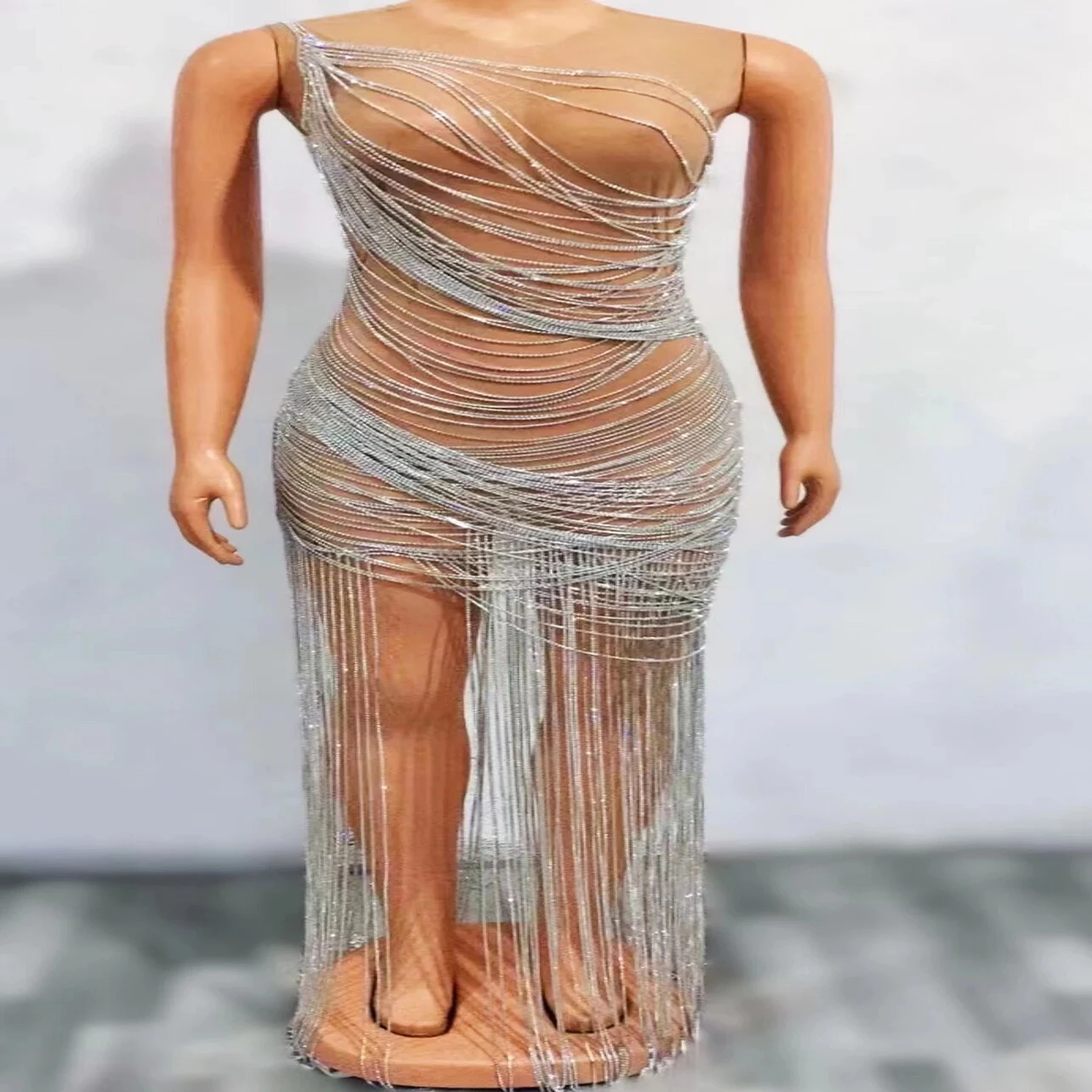 Crystals Chains Dress Sleeveless Transparent Party Dresses Luxury See Through Evening Birthday Celebrate Outfit Costume
Crystals Chains Dress Sleeveless Transparent Party Dresses Luxury See Through Evening Birthday Celebrate Outfit Costume