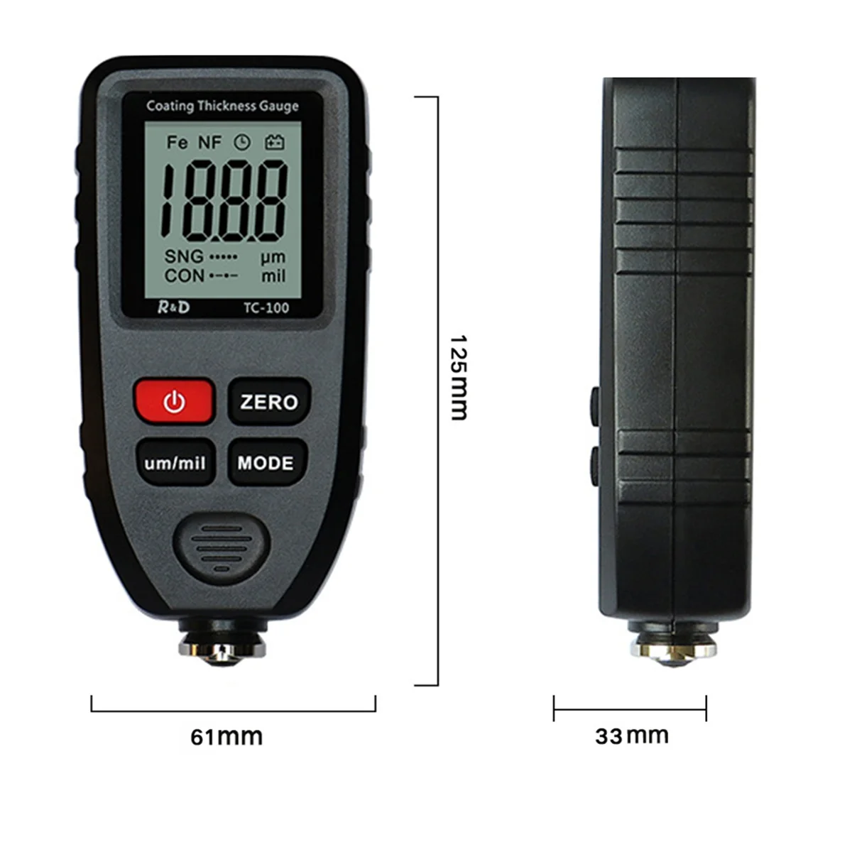 AAA87 INSTRUMENTS R&D TC100 Толщиномер покрытия 0,1 мкм/0-1300 Тестер толщины автомобильной краски Ручной инструмент для измерения краски
AAA87 INSTRUMENTS R&D TC100 Толщиномер покрытия 0,1 мкм/0-1300 Тестер толщины автомобильной краски Ручной инструмент для измерения краски