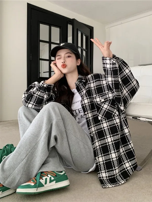 Women's Oversize Plaid irt Jaet Casual Loose Fit Long Sve Thiened Spring Autumn New Sle Mid-Length Comfortable irt
Women's Oversize Plaid irt Jaet Casual Loose Fit Long Sve Thiened Spring Autumn New Sle Mid-Length Comfortable irt