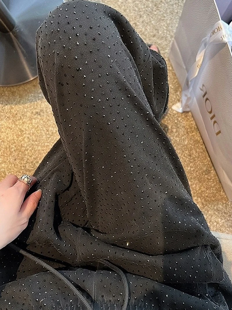 Black Sequin Drapey Wide Leg Pants High Waist Slimming Casual Straight Leg Trousers Autumn Fashion Women's Clothing
Black Sequin Drapey Wide Leg Pants High Waist Slimming Casual Straight Leg Trousers Autumn Fashion Women's Clothing