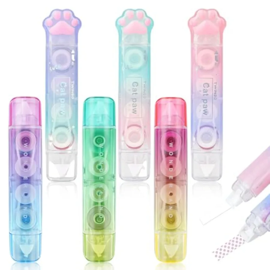 6 Pcs White Out Correction Tape, 2 in 1 Correction Tape and Double Sided Tape Roller, Cute Cat Paw Correction Tape Pen with Adh
6 Pcs White Out Correction Tape, 2 in 1 Correction Tape and Double Sided Tape Roller, Cute Cat Paw Correction Tape Pen with Adh