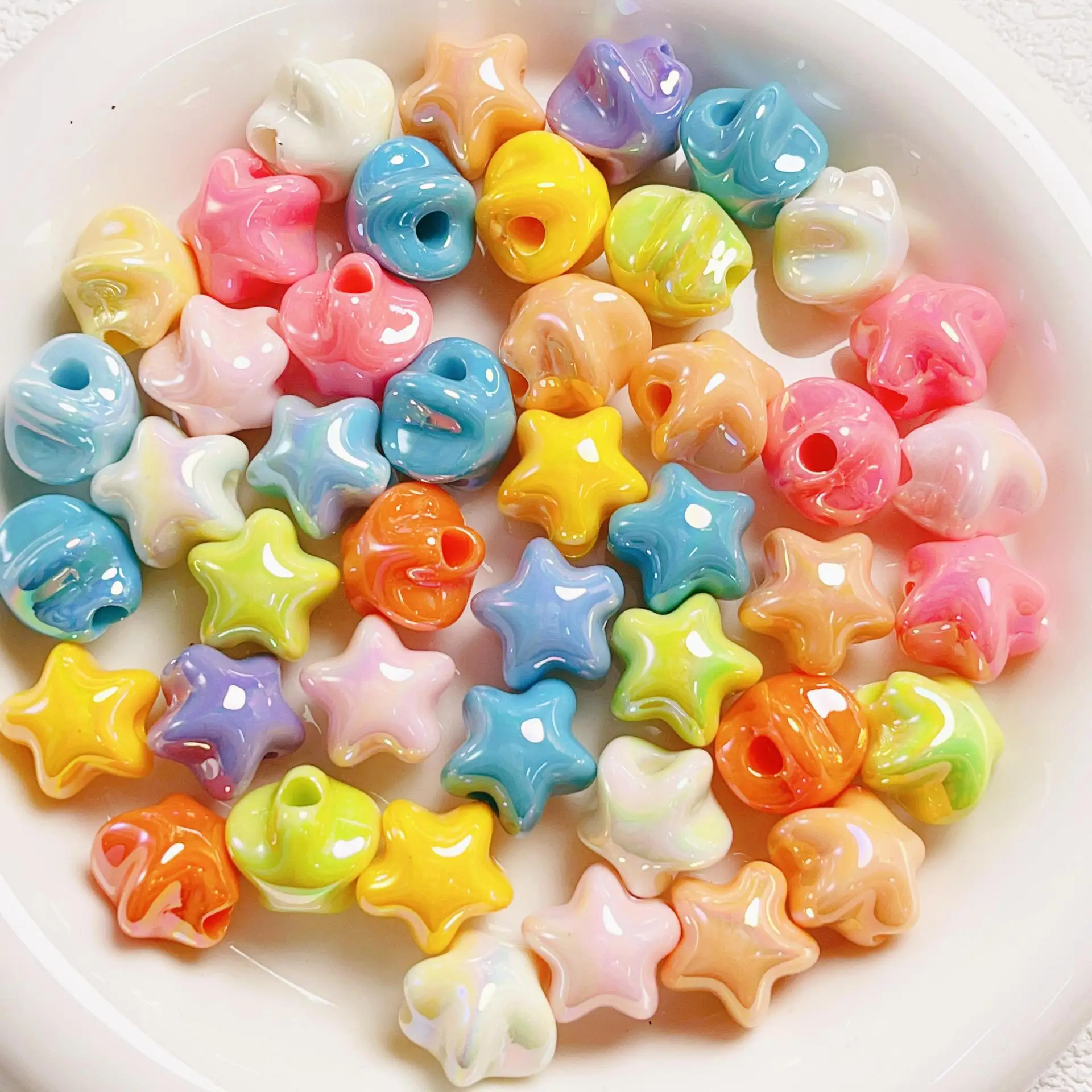 Wholesale 100pcs 16mm AB Pastel Colors Kawaii Cute Star Acrylic Jewelry Beads Fit Bracelet Necklace Earring Beading Material
Wholesale 100pcs 16mm AB Pastel Colors Kawaii Cute Star Acrylic Jewelry Beads Fit Bracelet Necklace Earring Beading Material