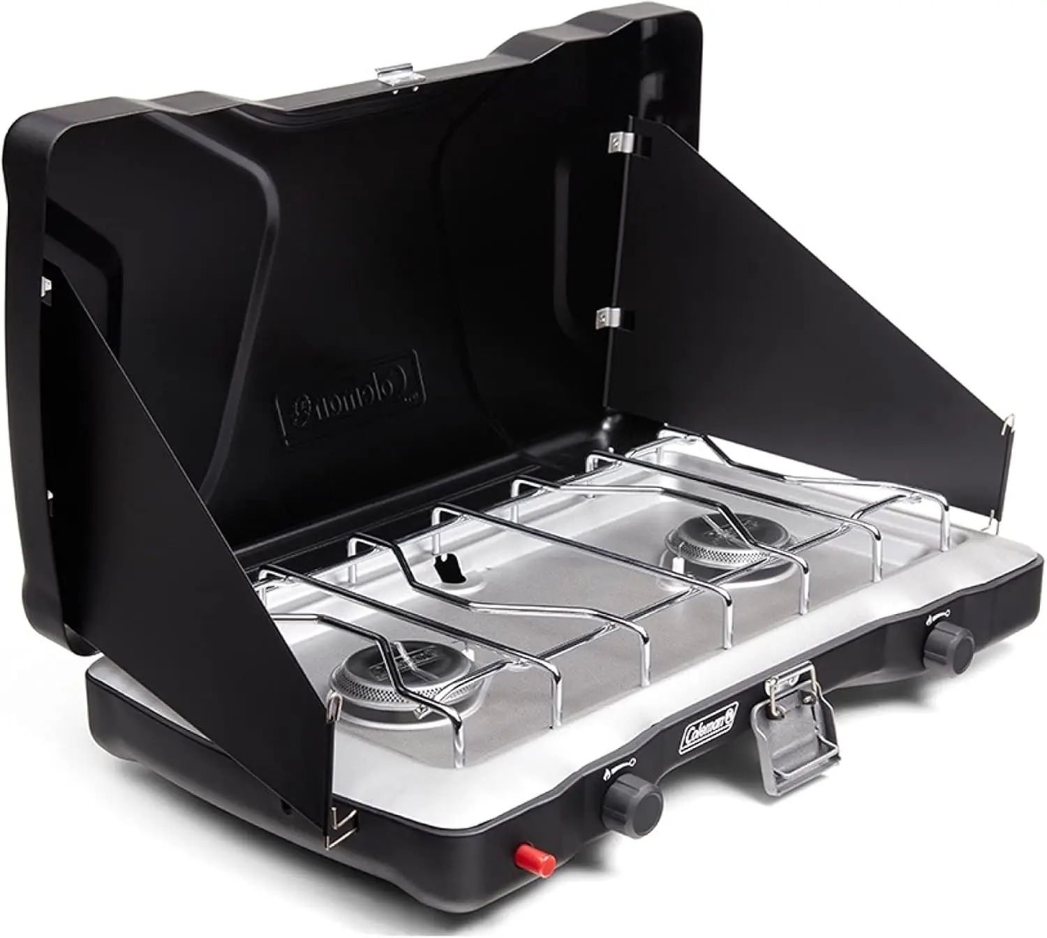 Portable camping stove with ignition device, 2 adjustable burners and windproof cover, 22000 BTU power
Portable camping stove with ignition device, 2 adjustable burners and windproof cover, 22000 BTU power
