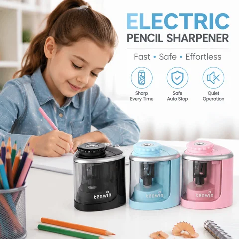 Taille-crayon électrique multifonction, papeterie de bureau, taille-crayon pour étudiants, 2 en 1, taille-crayon automatique Tenwin, fournitures de bureau