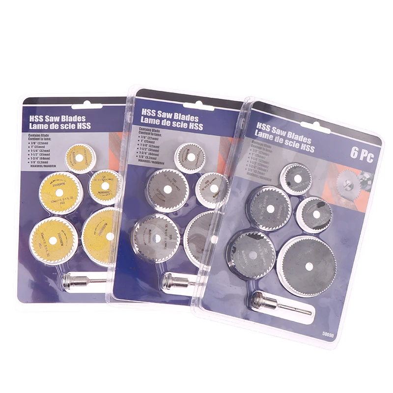 6pcs/set High Speed Steel Circular Saw Blade Cutting Disc Rotating Drilling Tool Accessories For Wood Plastic And Aluminum
6pcs/set High Speed Steel Circular Saw Blade Cutting Disc Rotating Drilling Tool Accessories For Wood Plastic And Aluminum