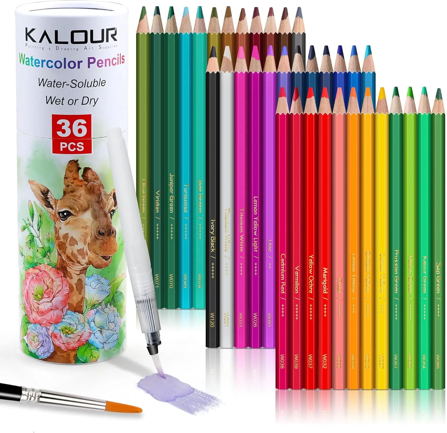 36 Watercolor Pencils with Brush, Blendable Wet or Dry, Ideal for Coloring Books and Art
36 Watercolor Pencils with Brush, Blendable Wet or Dry, Ideal for Coloring Books and Art