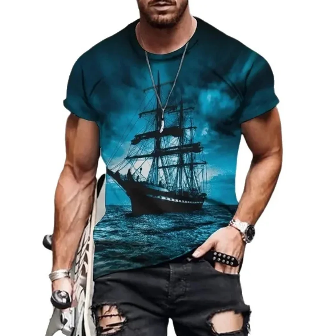 Fashion Men's T-Shirt Summer Outdoor Casual Round Neck Short Sleeve Top 3D Sailboat Printed Patterns OverSize Men's Clothing
Fashion Men's T-Shirt Summer Outdoor Casual Round Neck Short Sleeve Top 3D Sailboat Printed Patterns OverSize Men's Clothing