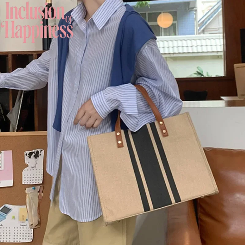 canvas Briefcase Professional Commuting Stripe Simple And Large Capacity Shoulder Bag Casual Box Shaped Handbag Thickened
canvas Briefcase Professional Commuting Stripe Simple And Large Capacity Shoulder Bag Casual Box Shaped Handbag Thickened