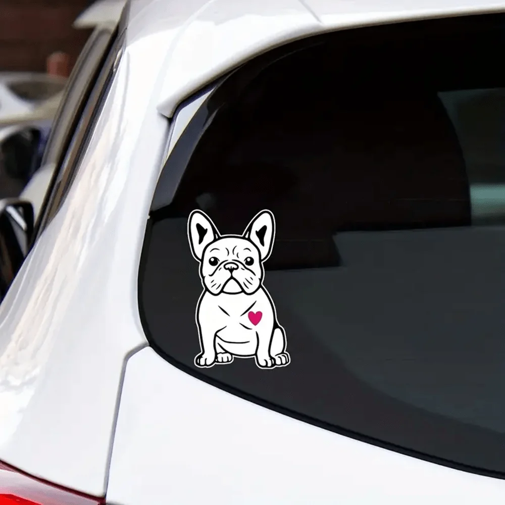 Cute French Bulldog Car Sticker, White Frenchie with Pink Heart Decal, Waterproof Vinyl
Cute French Bulldog Car Sticker, White Frenchie with Pink Heart Decal, Waterproof Vinyl