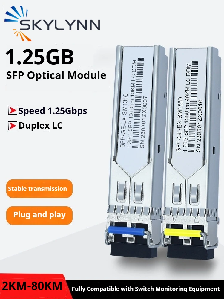 1.25G SFP LC Optical Module, Supporting 2–40 Km Single-mode Duplex LC , Compatible with Cisco GLC-BX-D, Mikrotik, and Ubiquiti
1.25G SFP LC Optical Module, Supporting 2–40 Km Single-mode Duplex LC , Compatible with Cisco GLC-BX-D, Mikrotik, and Ubiquiti