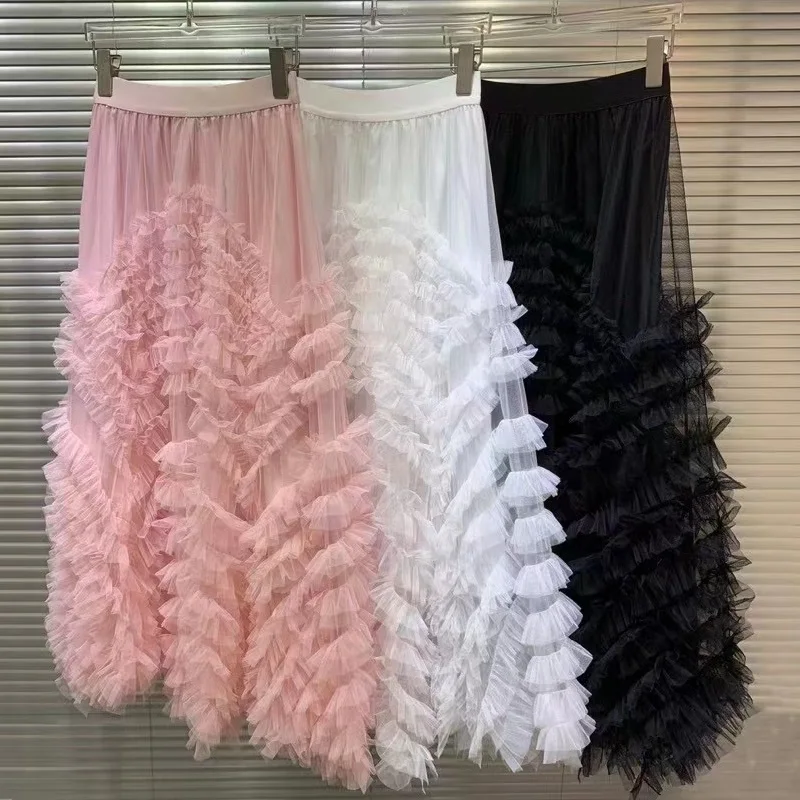 New 2023 Summer Hot Sale Long Skirts High Quality Ladies Elastic Waist Cascading Ruffle Sexy Long Maxi Mesh Skirt White Pink
New 2023 Summer Hot Sale Long Skirts High Quality Ladies Elastic Waist Cascading Ruffle Sexy Long Maxi Mesh Skirt White Pink