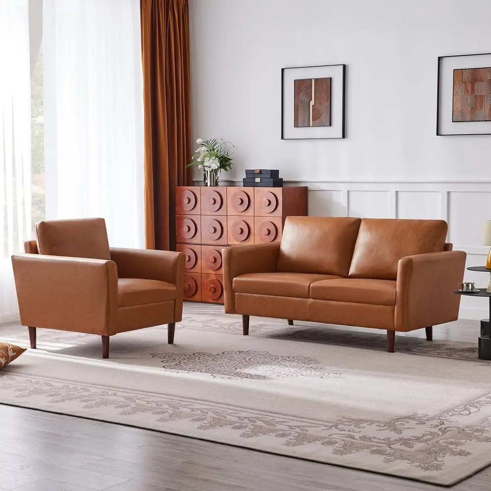 Brown 3-Seater Leather Couch with Rolled Arms and Deep Comfort for Living Room, Easy Assembly
Brown 3-Seater Leather Couch with Rolled Arms and Deep Comfort for Living Room, Easy Assembly