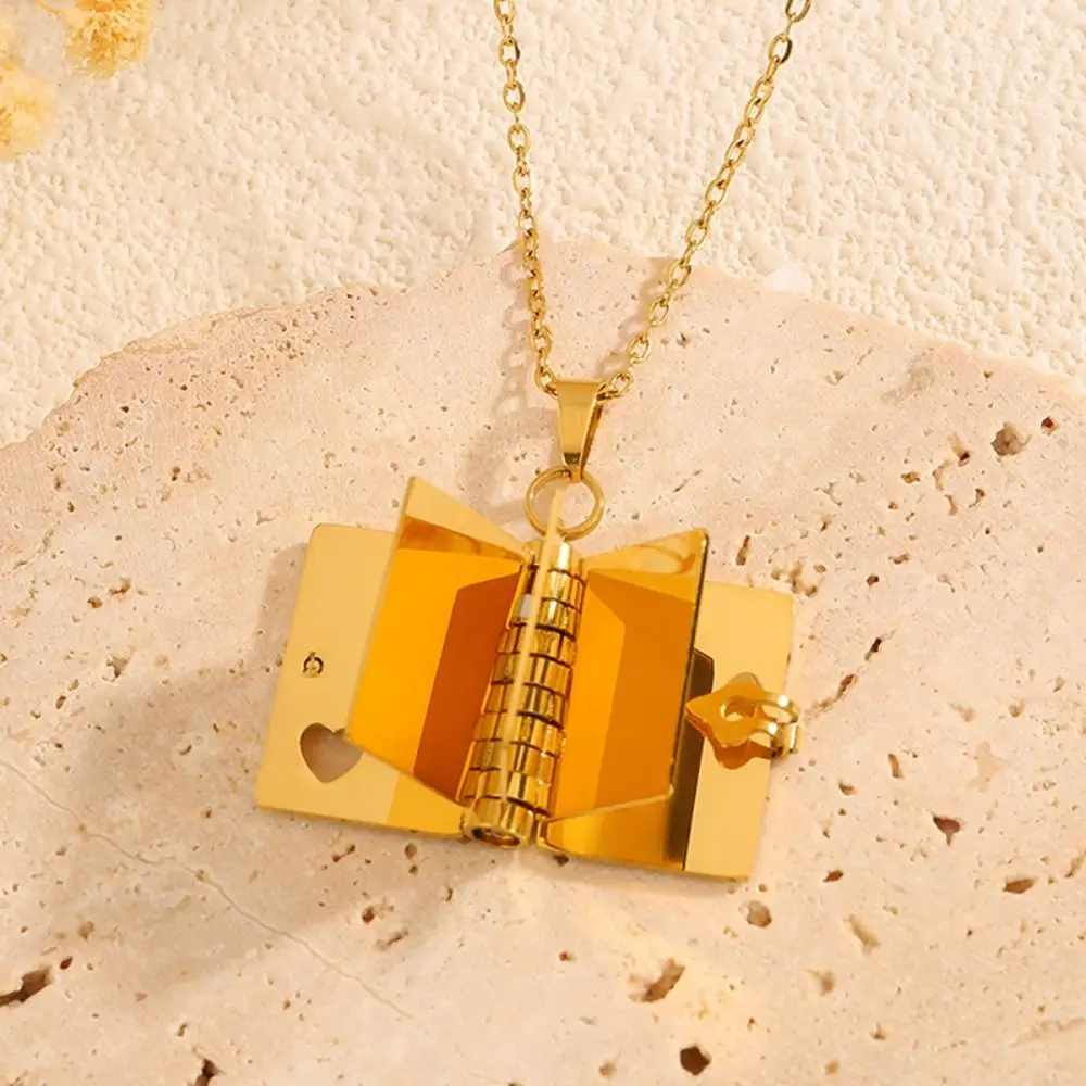 Trendy Stainless Steel Book Pendant Necklace Openable Neck Jewelry Women's Sweater Chain Charm Metal Lovers Choker Necklace Gift
Trendy Stainless Steel Book Pendant Necklace Openable Neck Jewelry Women's Sweater Chain Charm Metal Lovers Choker Necklace Gift
