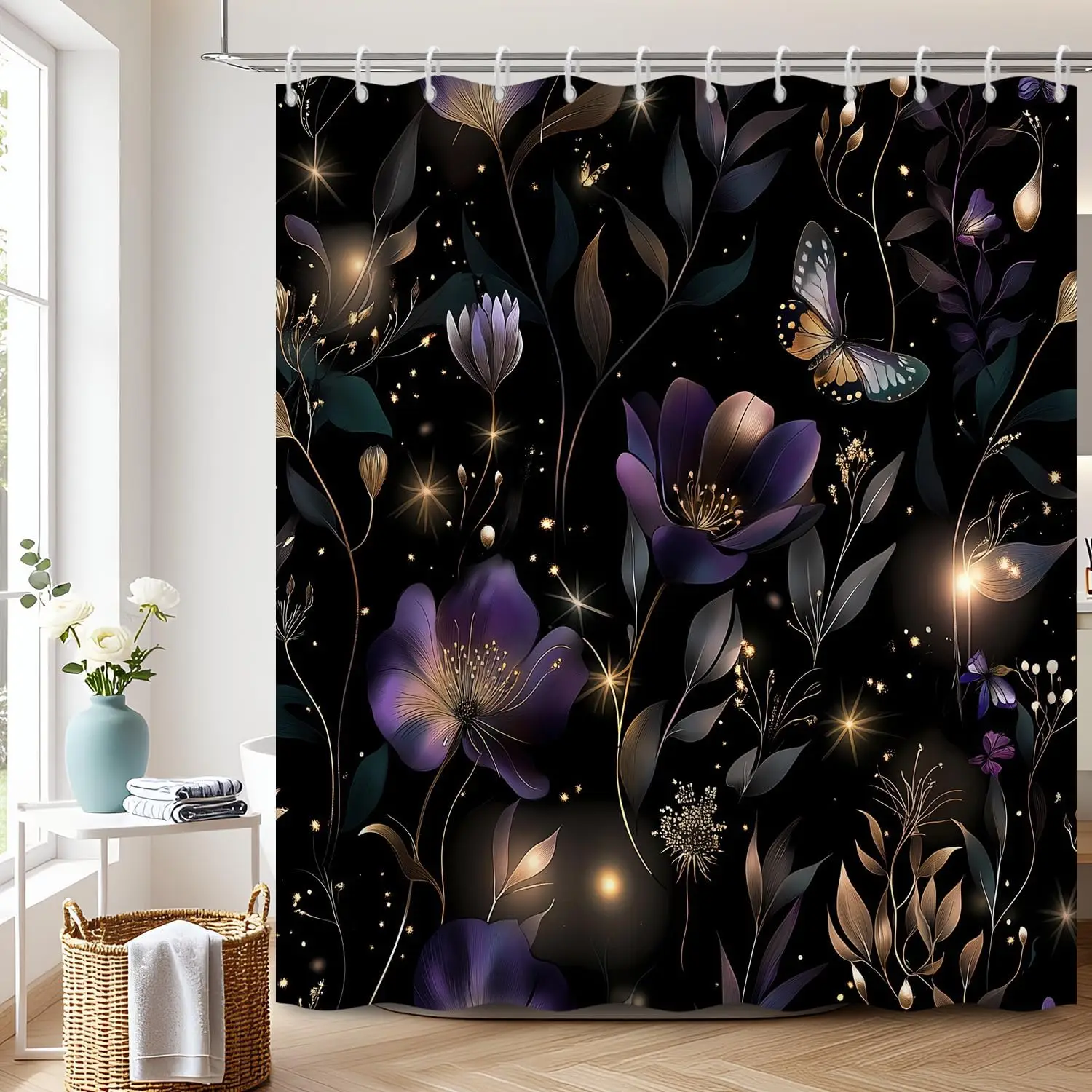 Elegant Dark Floral Butterfly Shower Curtain Waterproof Gothic Botanical Bathroom Curtain Liner for Home Decor
Elegant Dark Floral Butterfly Shower Curtain Waterproof Gothic Botanical Bathroom Curtain Liner for Home Decor