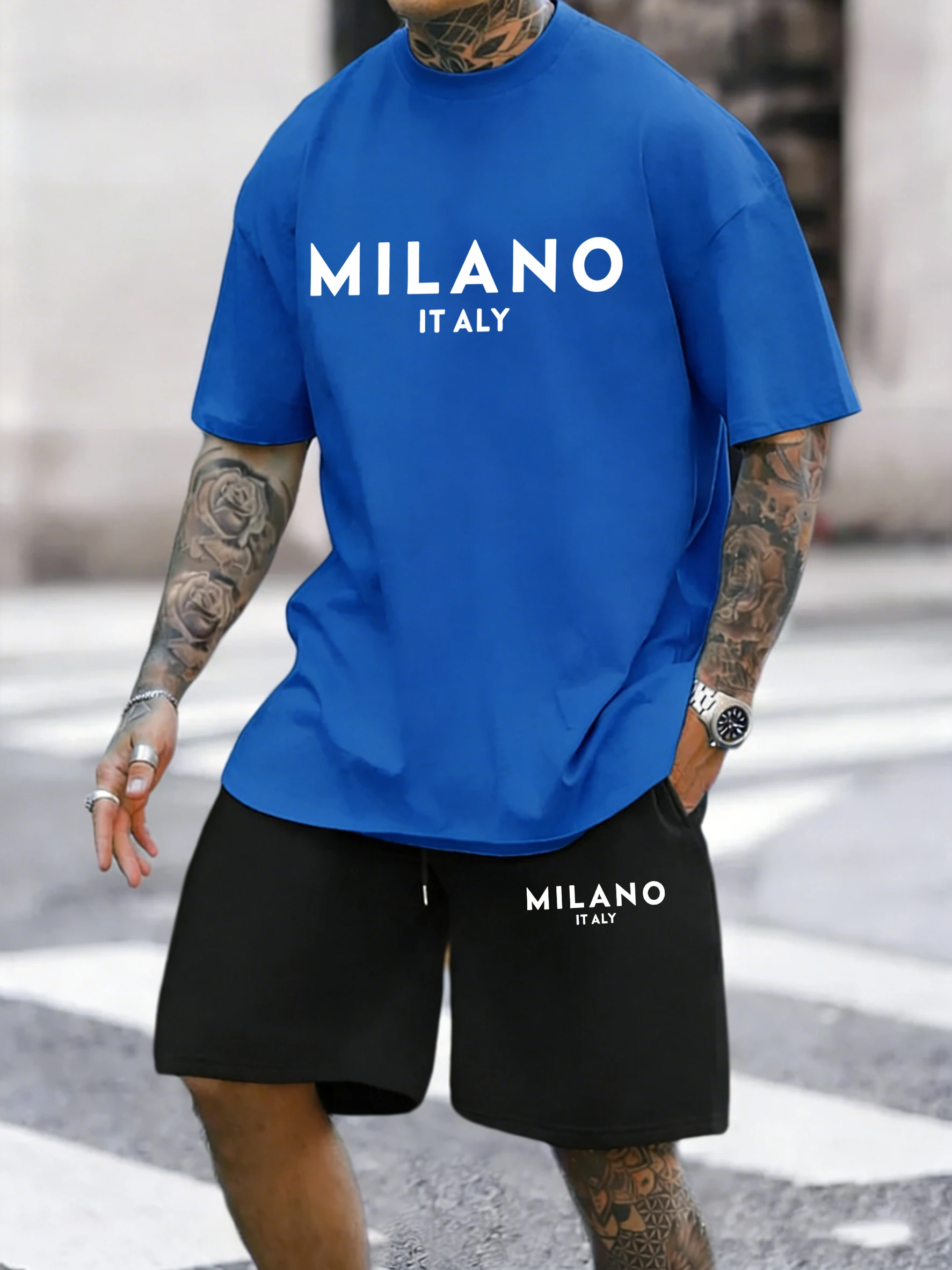 Milano Italy Simple Letter Pattern Cotton Summer Running Short Sleeve Set Man'S New Soft O-Neck Tees Drawstring Sport Pants
Milano Italy Simple Letter Pattern Cotton Summer Running Short Sleeve Set Man'S New Soft O-Neck Tees Drawstring Sport Pants