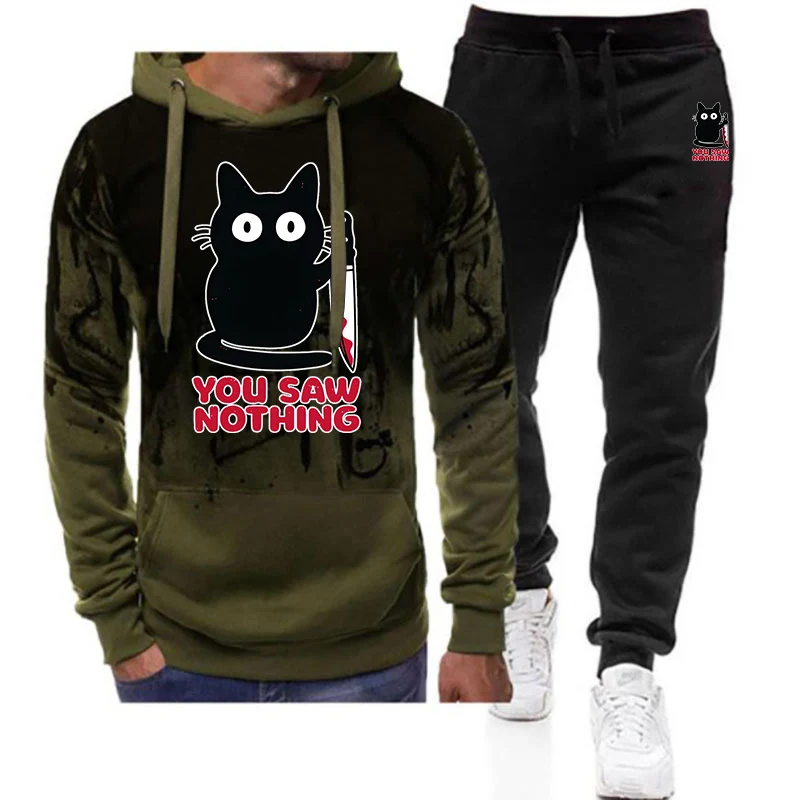 2025 Funny Cat You Say Nothing Printing Men's Spring Autumn New Gradient Color Hooded+Casual Pants Two Piece Suit
2025 Funny Cat You Say Nothing Printing Men's Spring Autumn New Gradient Color Hooded+Casual Pants Two Piece Suit