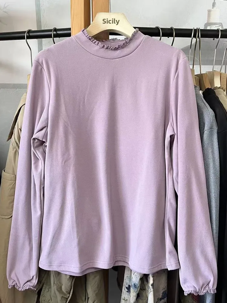 Warm Fleece Casual Women's T-shirt Ruffle Collar Base Shirt Commute Style Long Sleeve Thickened Autumn Winter Top
Warm Fleece Casual Women's T-shirt Ruffle Collar Base Shirt Commute Style Long Sleeve Thickened Autumn Winter Top