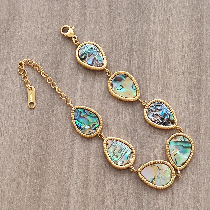 Letdiffery Fashion Abalone Shell Water Drop Bracelet for Women Stainless Steel 18k Gold Color Charming Bracelet Jewelry Gifts 
Letdiffery Fashion Abalone Shell Water Drop Bracelet for Women Stainless Steel 18k Gold Color Charming Bracelet Jewelry Gifts