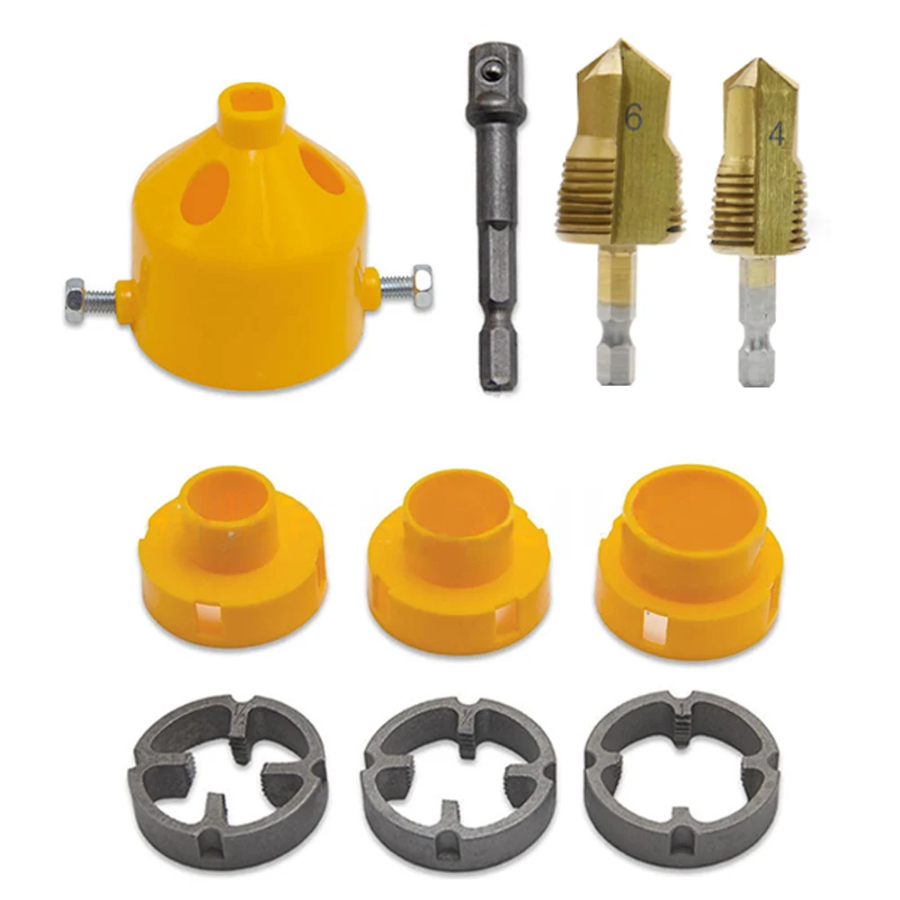 10pcs/Set PVC Pipe Threader Kit Plastic Water Pipe Round Die Set 1/2'' 3/4'' And 1'' Die PPR Lifting Stepped Drill Bit
10pcs/Set PVC Pipe Threader Kit Plastic Water Pipe Round Die Set 1/2'' 3/4'' And 1'' Die PPR Lifting Stepped Drill Bit