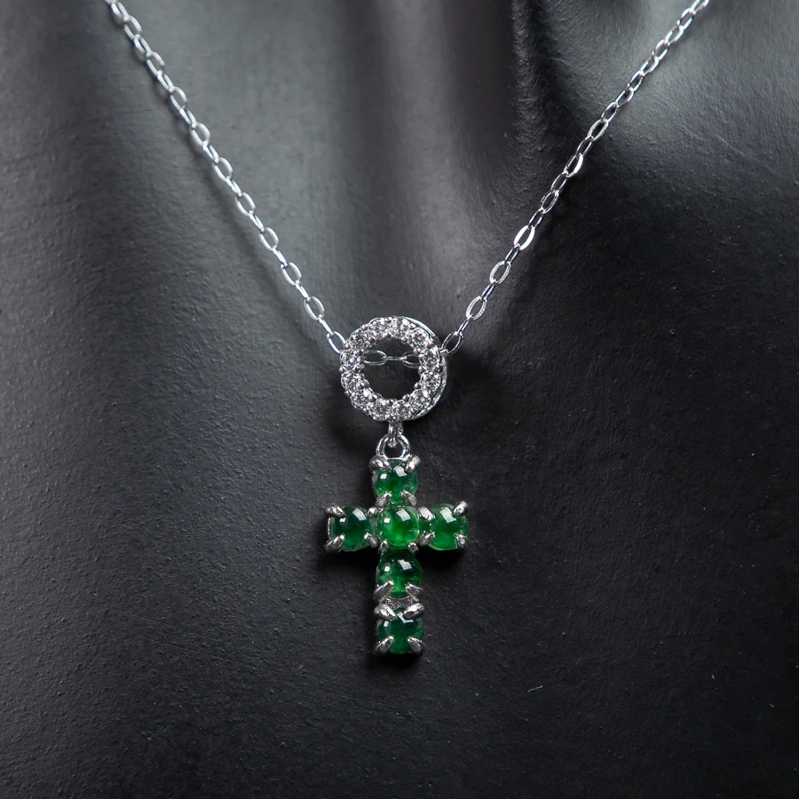 TIMESWIND Natural A-type Jade Green Cross Circle Zircon Pendant Women S925 Silver Necklace with Certificate
TIMESWIND Natural A-type Jade Green Cross Circle Zircon Pendant Women S925 Silver Necklace with Certificate