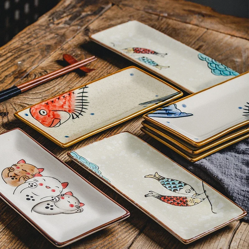 1PC Japanese-style creative tableware, ceramic sushi plate, rectangular dish, fried fish plate
1PC Japanese-style creative tableware, ceramic sushi plate, rectangular dish, fried fish plate