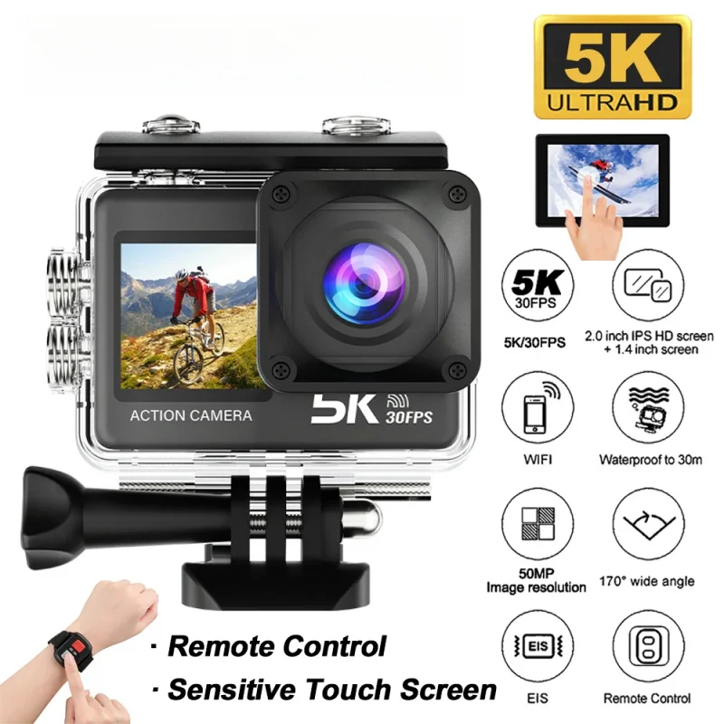 Regaton 5K Action Camera EIS IPS Touch Screen Supports 4K 60FPS Video 5X Zoom 170° 30M Waterproof WiFi Helmet Cam Includes Remot
Regaton 5K Action Camera EIS IPS Touch Screen Supports 4K 60FPS Video 5X Zoom 170° 30M Waterproof WiFi Helmet Cam Includes Remot