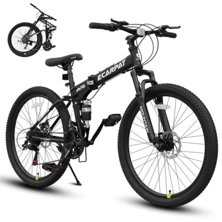 26 Inch Folding Mountain Bike for Outdoor Cycling, Steel Frame, Black, Full Suspension with 21-Speed Gearing and Dual Disc Brak
26 Inch Folding Mountain Bike for Outdoor Cycling, Steel Frame, Black, Full Suspension with 21-Speed Gearing and Dual Disc Brak