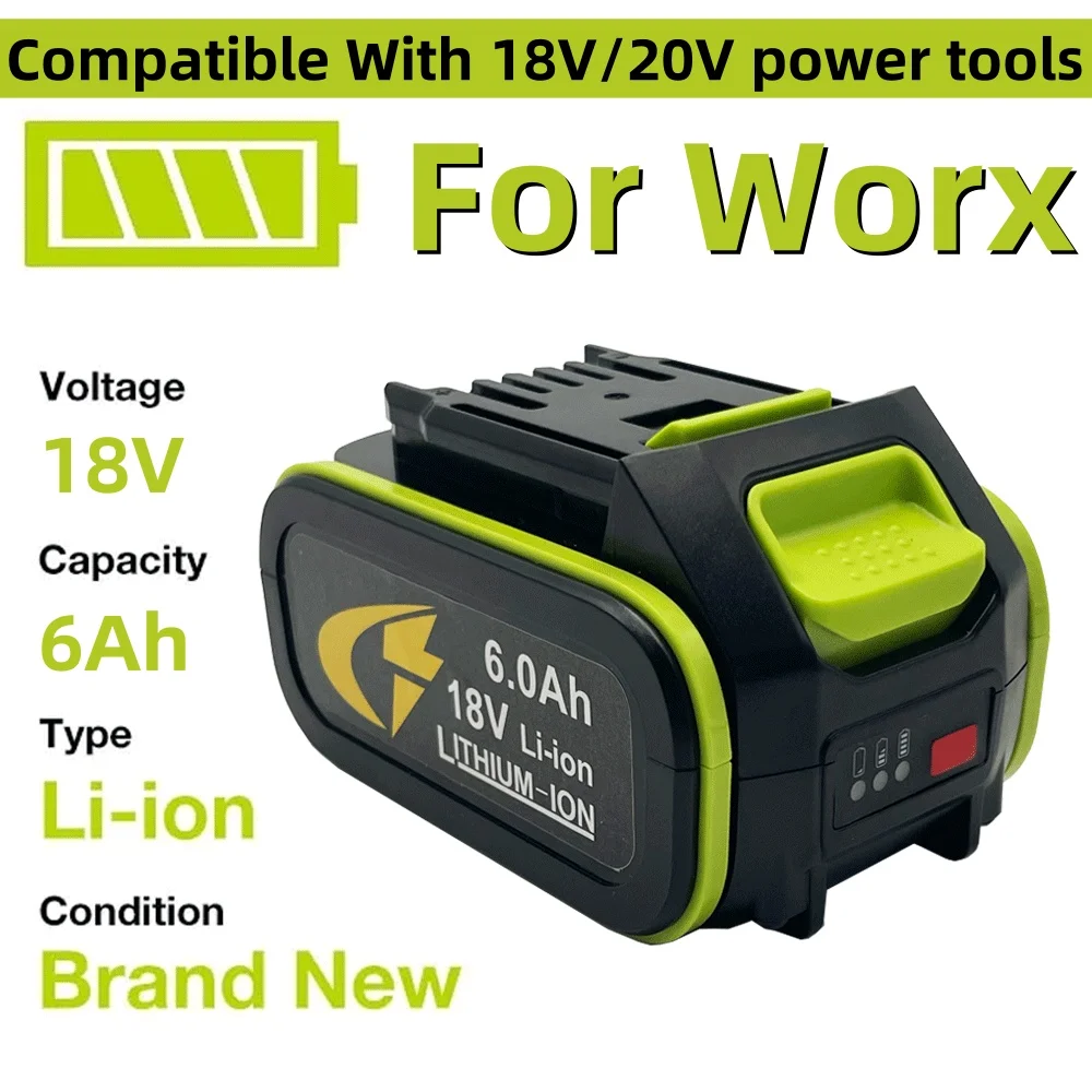 For Worx 18V Batteria Universale Piattaforma Verde 6.0Ah Adatto per WU386 WU388 WU279 WU182 WU380SWU808 Serie Utensili Elettrici
For Worx 18V Batteria Universale Piattaforma Verde 6.0Ah Adatto per WU386 WU388 WU279 WU182 WU380SWU808 Serie Utensili Elettrici