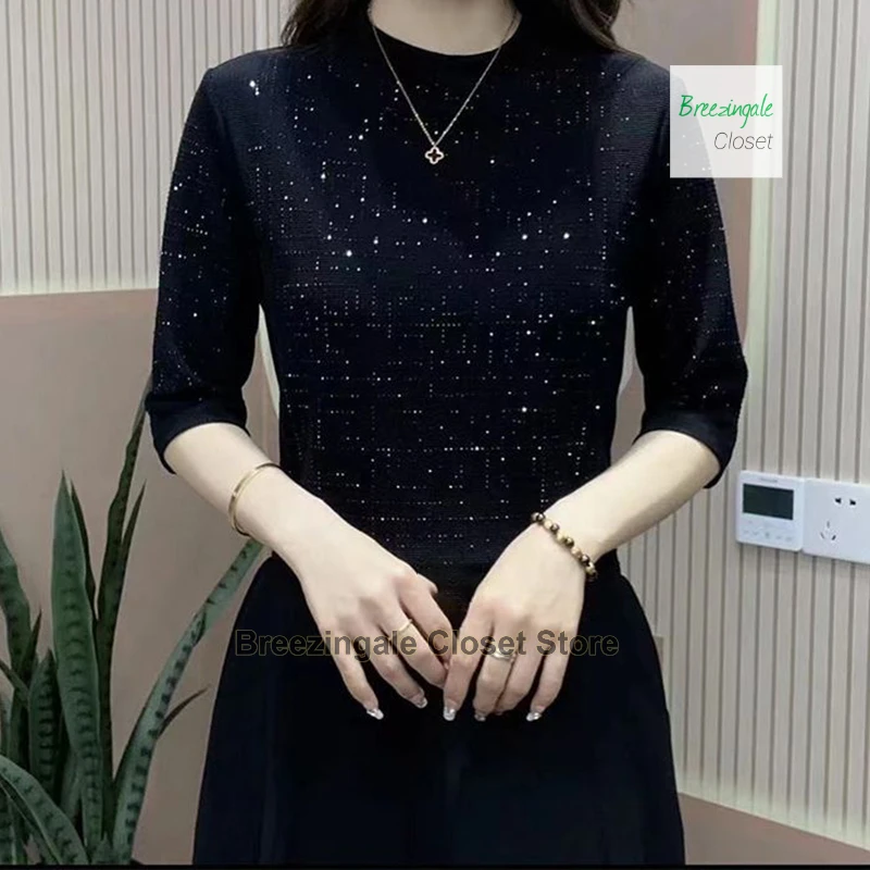 French fashion sleeve T-shirt shirt spring and summer new women's bottoming shirt solid color rhinestone fashion Joker top.
French fashion sleeve T-shirt shirt spring and summer new women's bottoming shirt solid color rhinestone fashion Joker top.