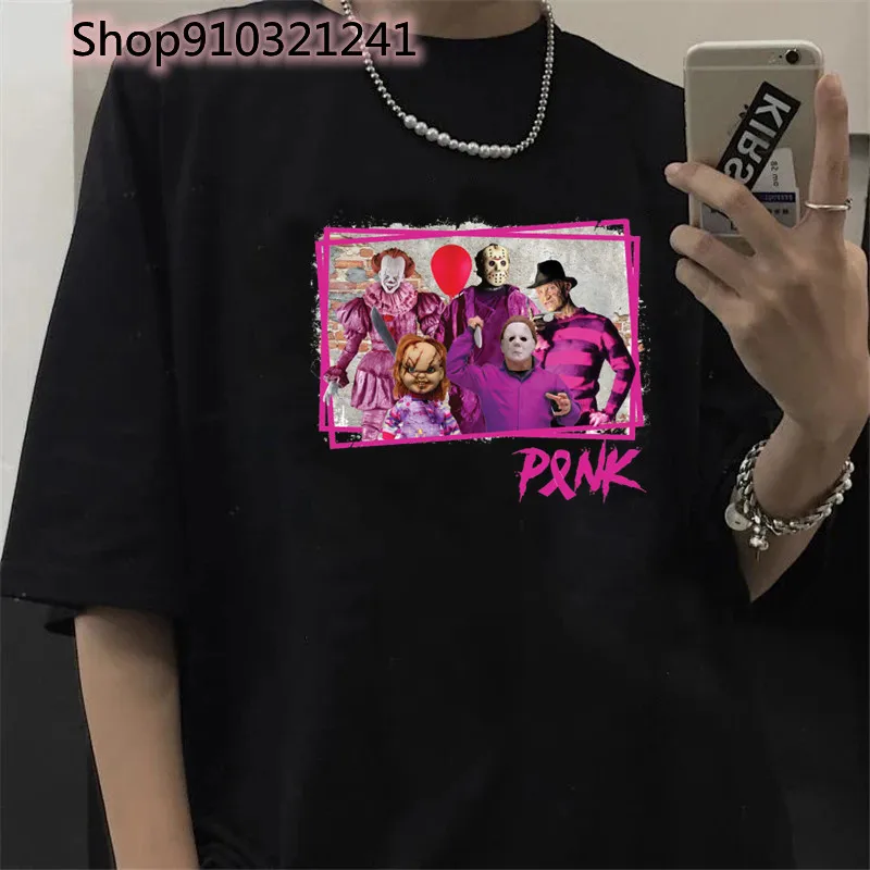 Streetwear Horror T-Shirt Women Pink Horror movie T Shirts Fashion Ladies Tee Shirt Casual Tops Shirt Harajuku Female Tshirts
Streetwear Horror T-Shirt Women Pink Horror movie T Shirts Fashion Ladies Tee Shirt Casual Tops Shirt Harajuku Female Tshirts