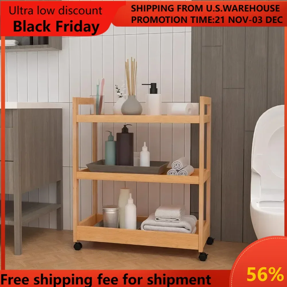 Kitchen Storage Cart on Wheels, 3 Tier Bamboo Rolling Cart, Mobile Utility Cart for Home, Kitchen, Dining Room, Coffee Bar
Kitchen Storage Cart on Wheels, 3 Tier Bamboo Rolling Cart, Mobile Utility Cart for Home, Kitchen, Dining Room, Coffee Bar