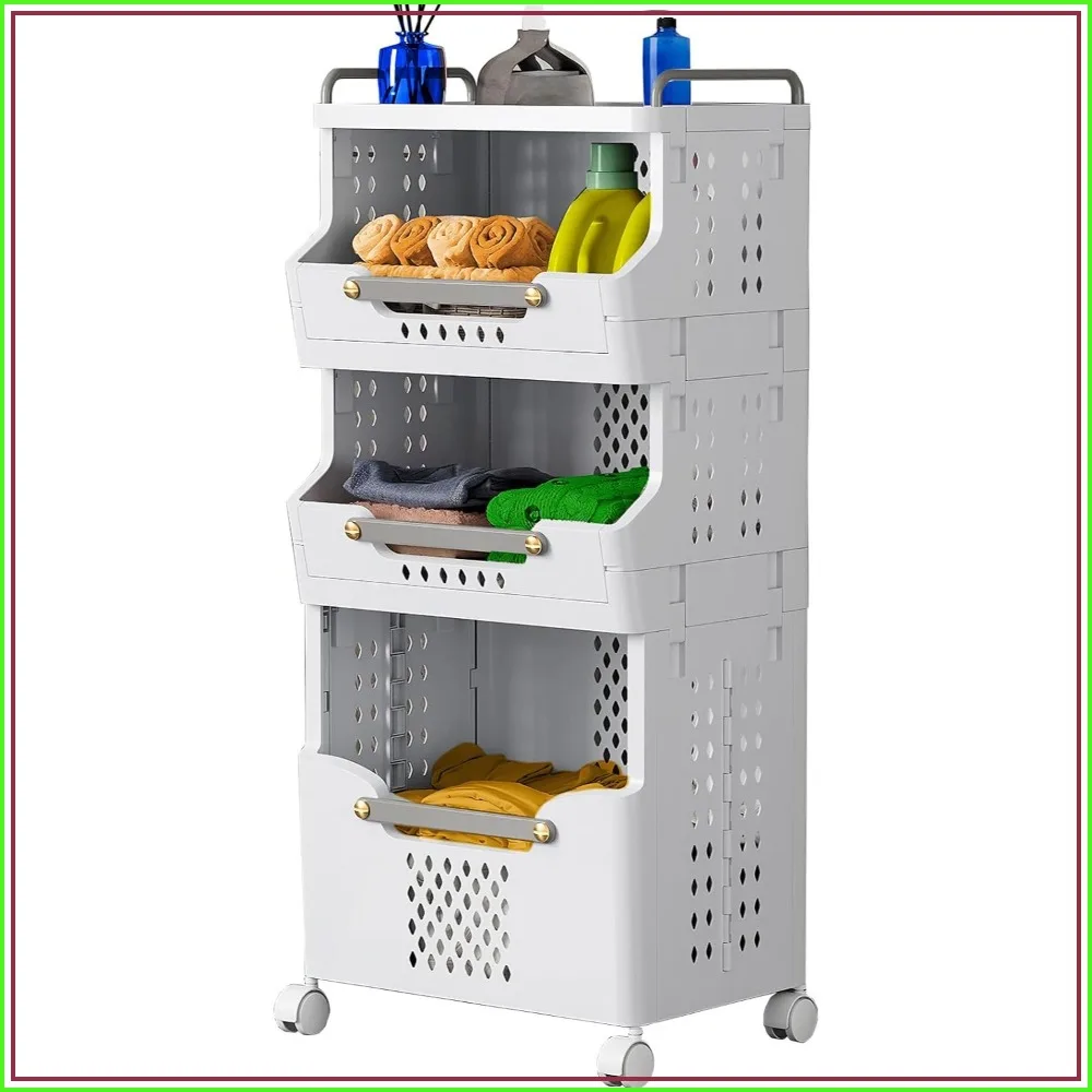 Rolling Laundry Basket with Wheels, Folding Hamper, Utility Cart, Stackable Storage Bins, Kitchen Cart, Dirty Clothes Organizer
Rolling Laundry Basket with Wheels, Folding Hamper, Utility Cart, Stackable Storage Bins, Kitchen Cart, Dirty Clothes Organizer