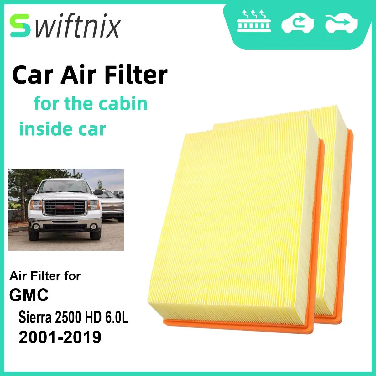 Воздушный фильтр двигателя Calm Carbon Fiilter для GMC Sierra 2500 HD 2001 L 2019-15908915 CA8755A 25313349 25332443, 2 шт.
Воздушный фильтр двигателя Calm Carbon Fiilter для GMC Sierra 2500 HD 2001 L 2019-15908915 CA8755A 25313349 25332443, 2 шт.